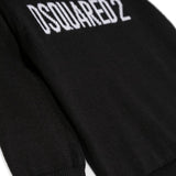 Maglioncino DSquared2 Kids Nero in Misto Lana con Logo Bianco | Maniche Lunghe e Dettagli a Costine