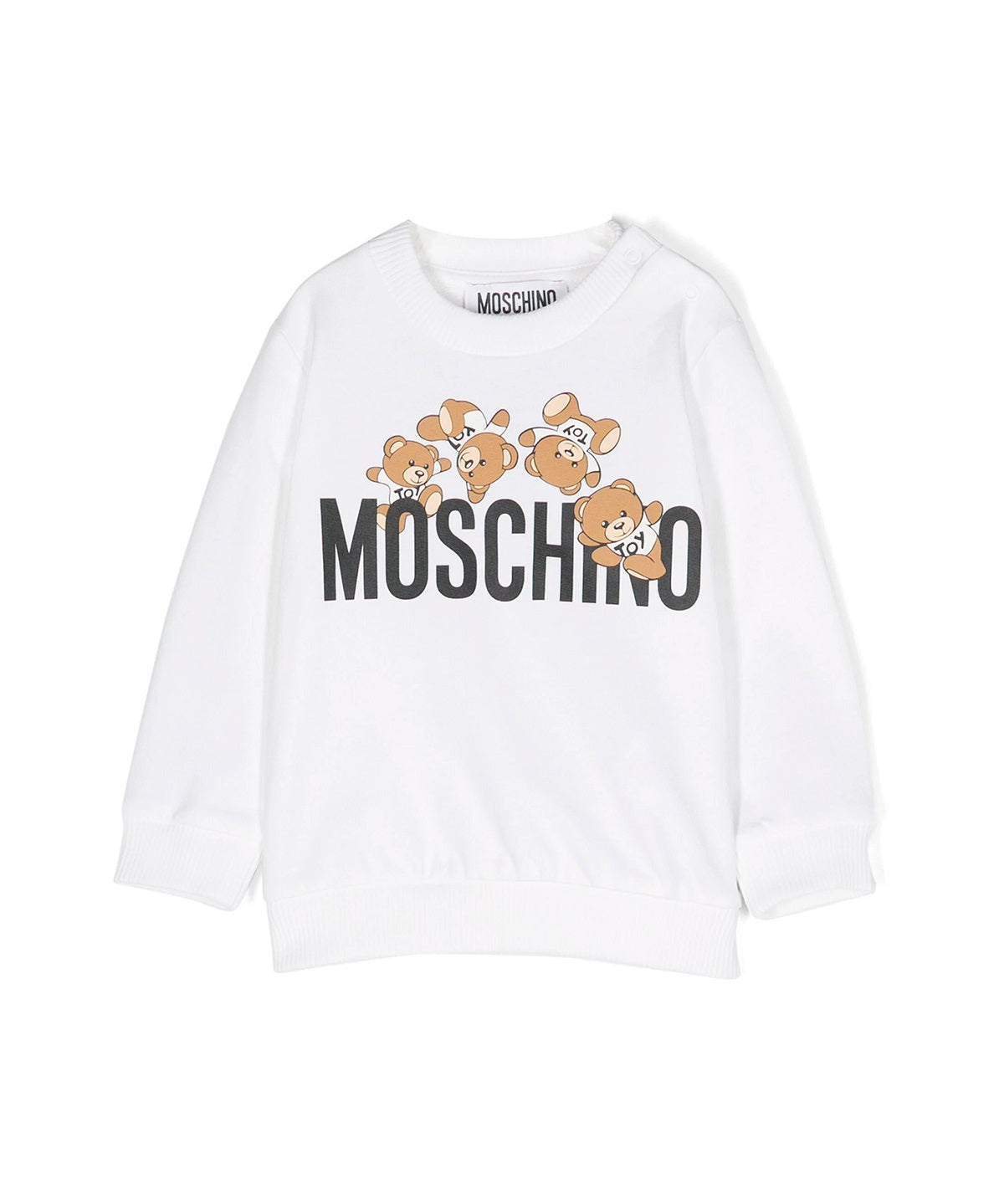 Moschino Kids Felpa Girocollo Bianca con Stampa Teddy Bear
