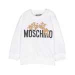 Moschino Kids Felpa Girocollo Bianca con Stampa Teddy Bear