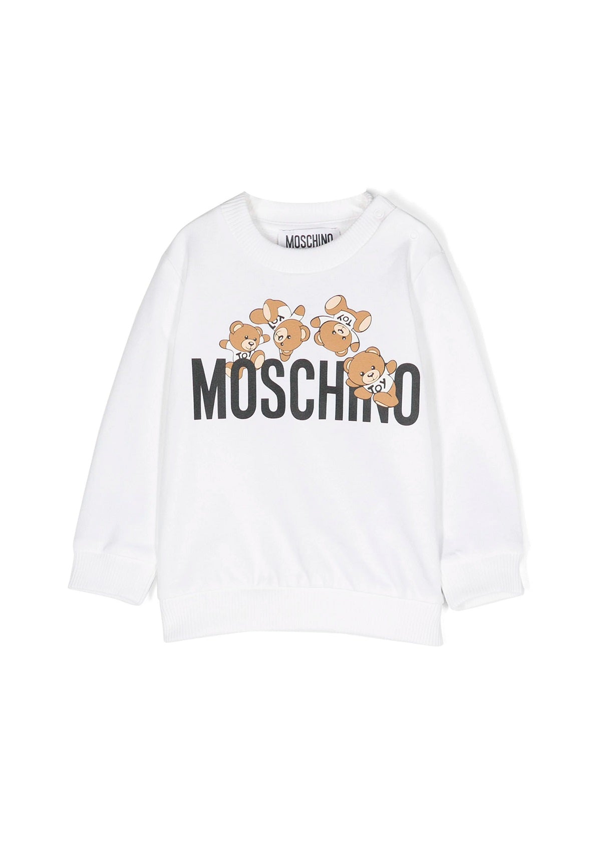 Moschino Kids Felpa Girocollo Bianca con Stampa Teddy Bear