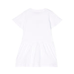 Moschino Kids Abito Svasato in Morbido Jersey Bianco per Neonate
