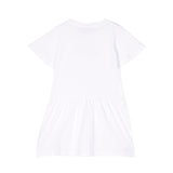 Moschino Kids Abito Svasato in Morbido Jersey Bianco per Neonate