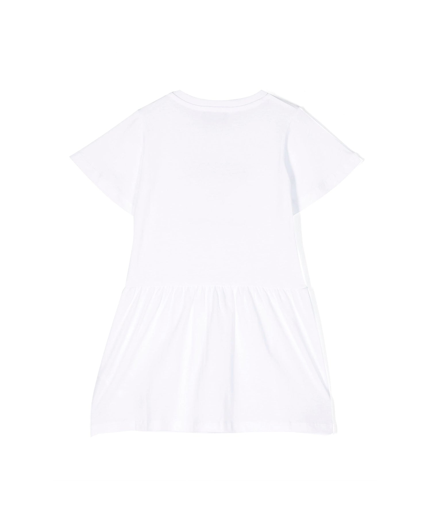 Moschino Kids Abito Svasato in Morbido Jersey Bianco per Neonate