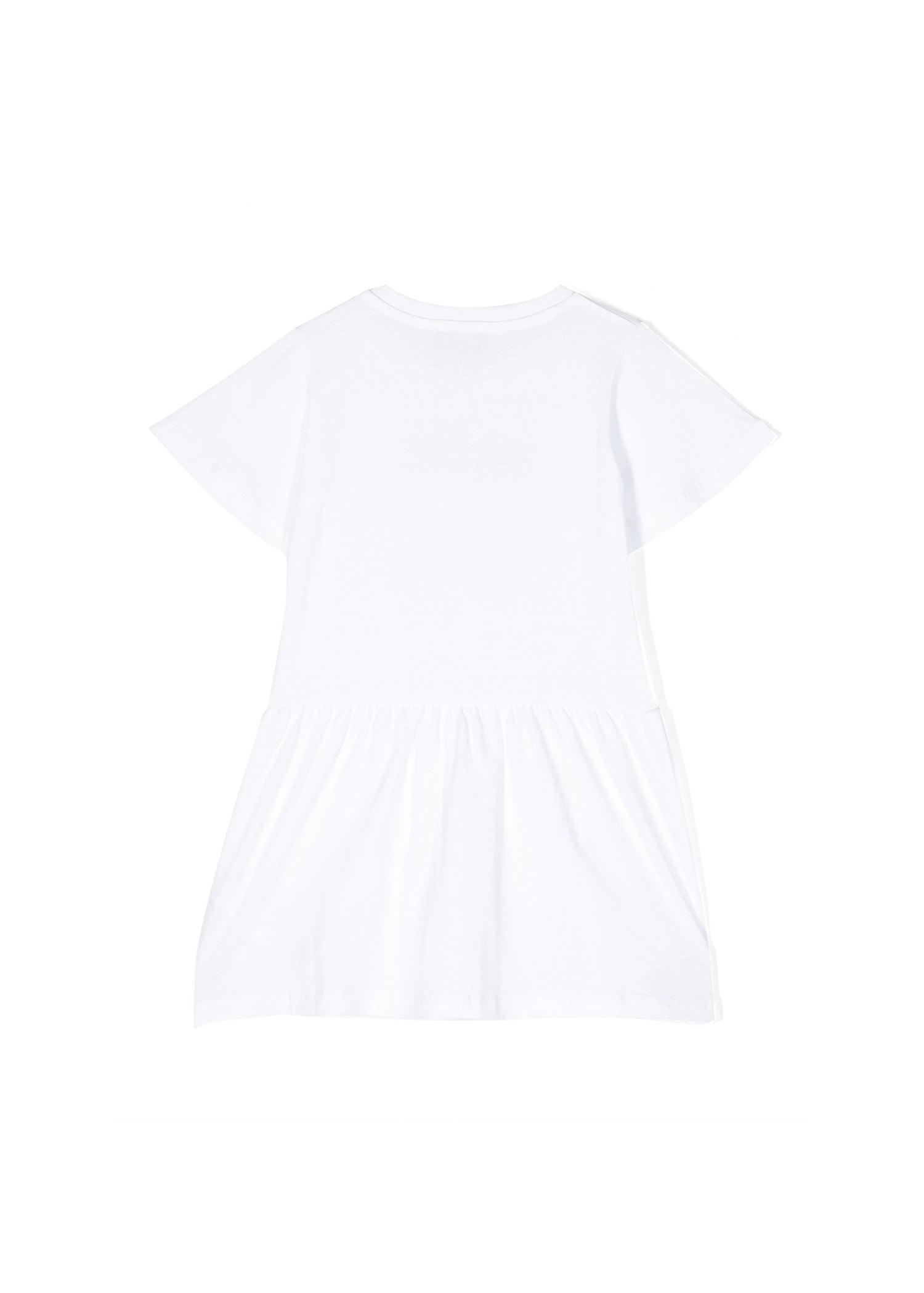 Moschino Kids Abito Svasato in Morbido Jersey Bianco per Neonate