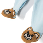 Moschino Kids Tutina Celeste con Motivo Teddy Bear