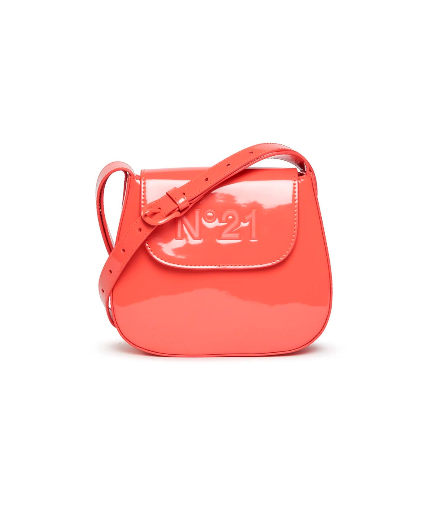 N°21 Kids Borsa a Spalla Corallo con Placca Logo per Bambine