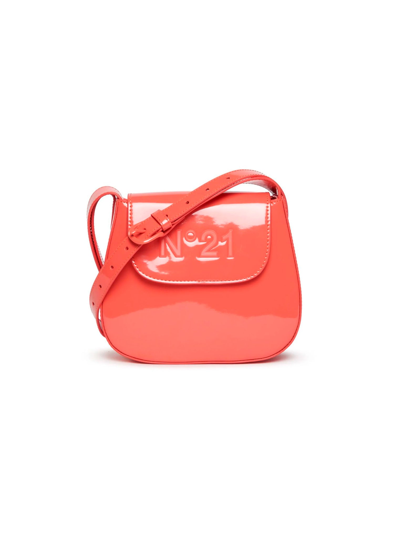 N°21 Kids Borsa a Spalla Corallo con Placca Logo per Bambine