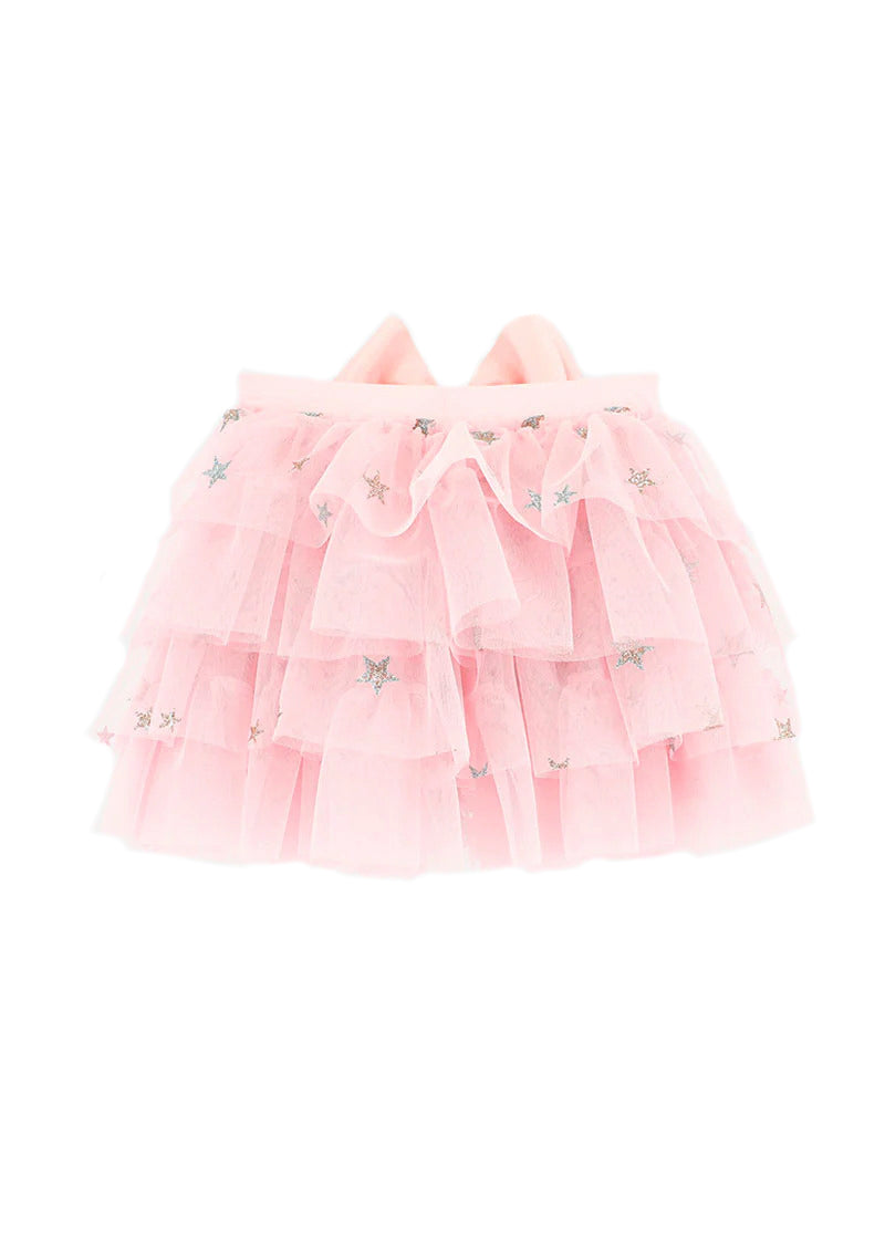 Angel's Face Pink Tulle Skirt with Gold Stars