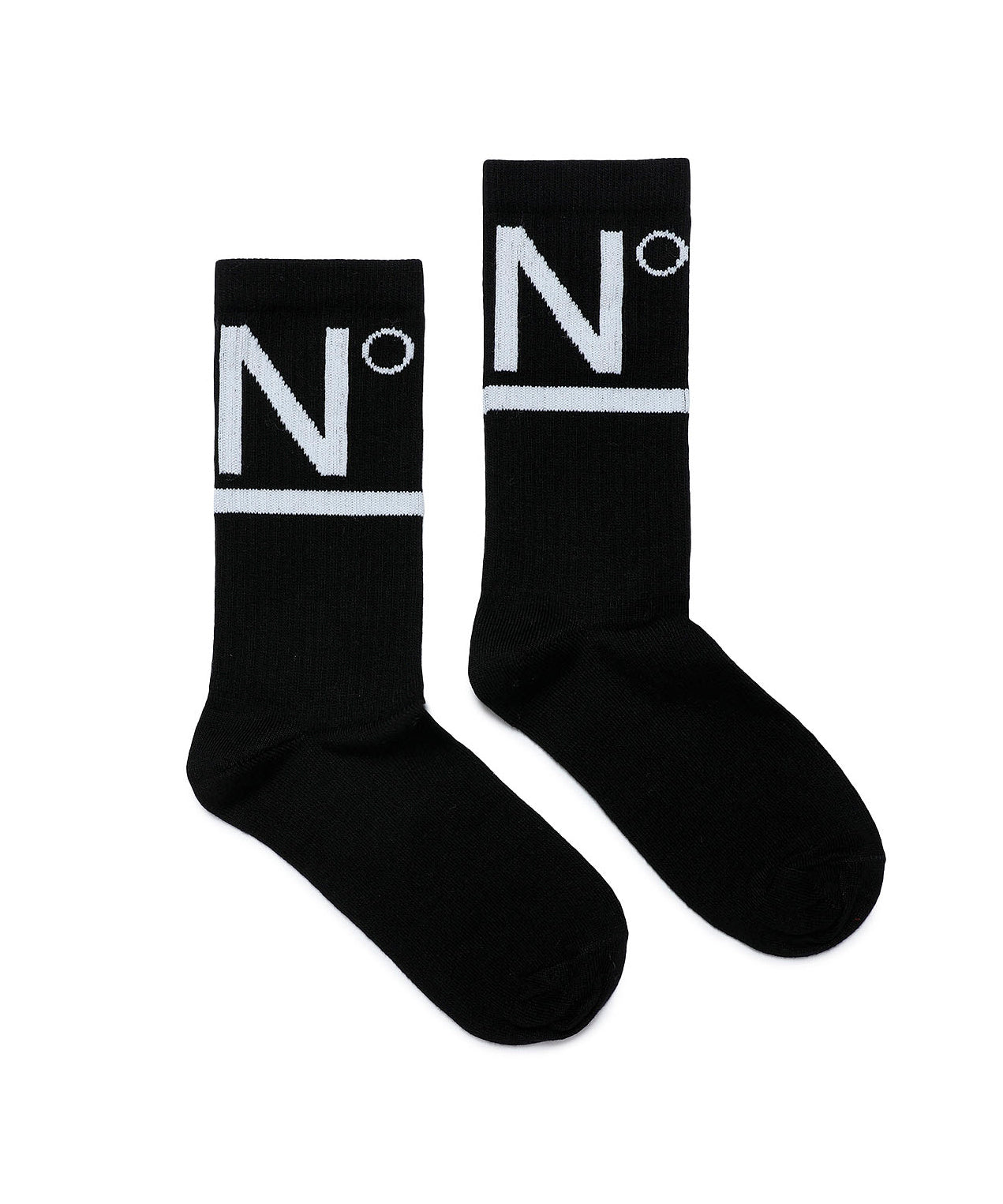 Calzino con Logo in Misto Cotone Nero | N°21 - Florence Kids