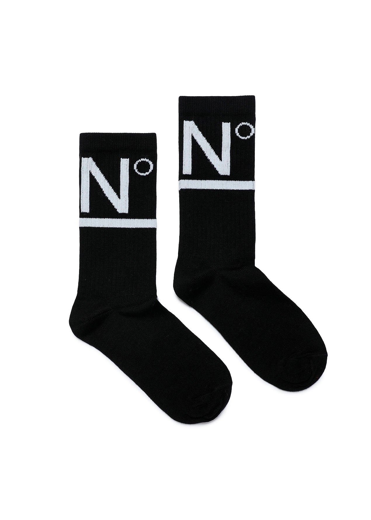 Calzino con Logo in Misto Cotone Nero | N°21 - Florence Kids