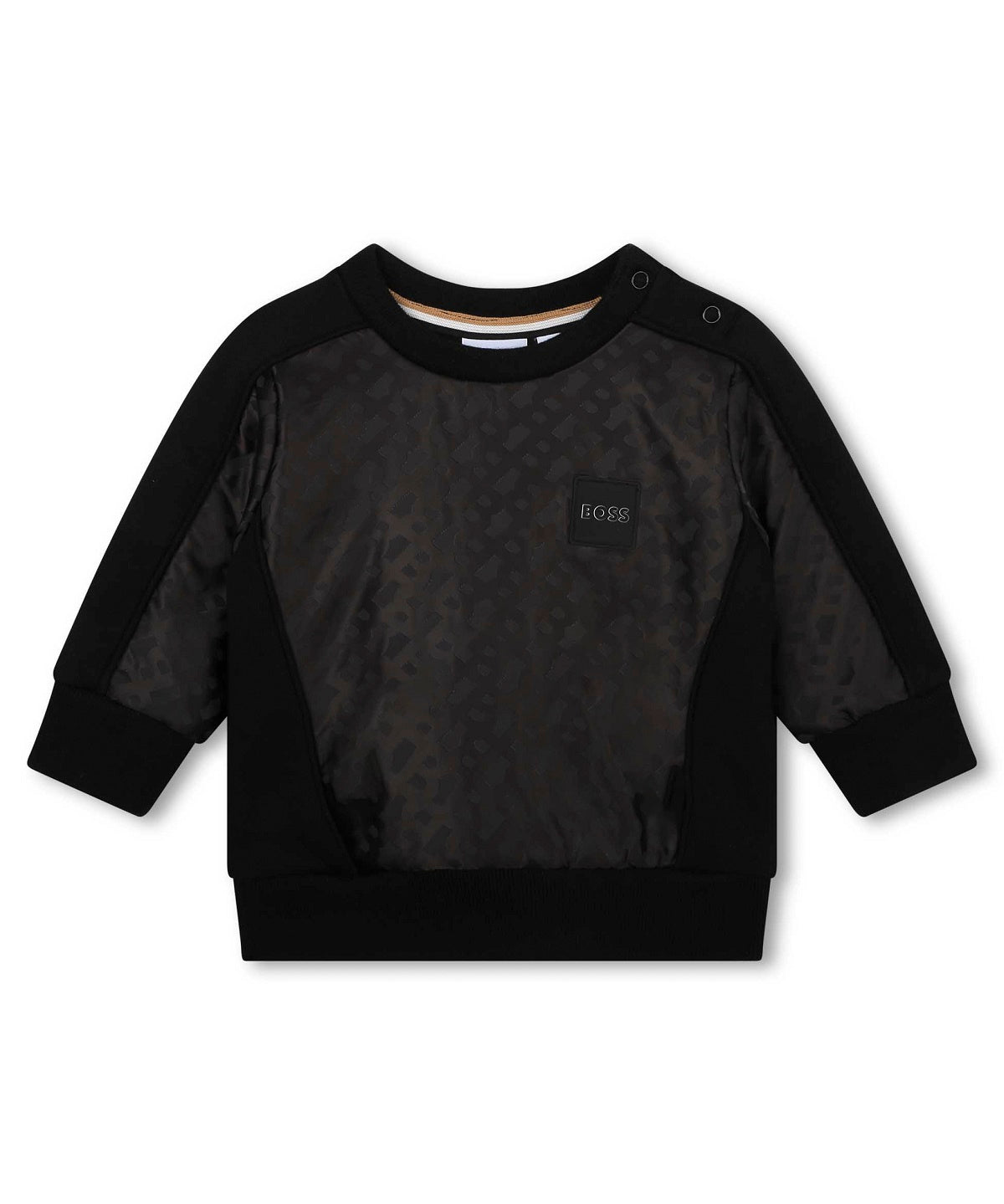 Felpa Girocollo Nera BOSS per Bambini - Stile Elegante con Dettaglio Logo Tono su Tono