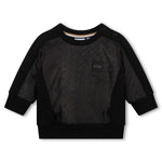 Felpa Girocollo Nera BOSS per Bambini - Stile Elegante con Dettaglio Logo Tono su Tono