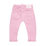 Pantaloni Dritti Rosa per Neonati | Applicazione Logo Posteriore | Vita Elasticizzata | Stile Classico