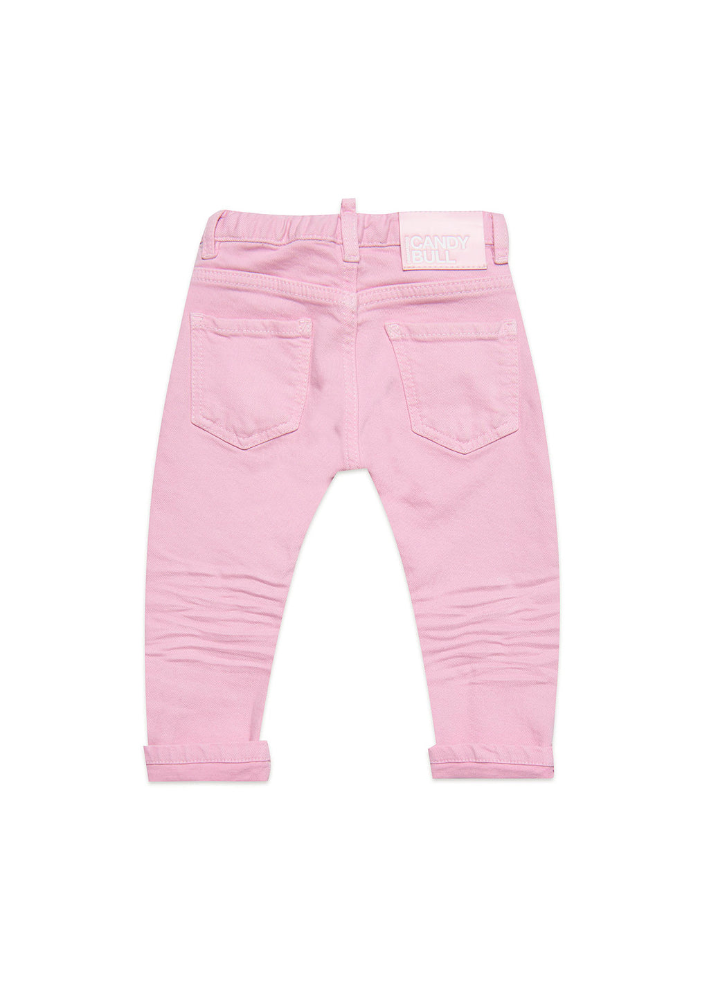 Pantaloni Dritti Rosa per Neonati | Applicazione Logo Posteriore | Vita Elasticizzata | Stile Classico