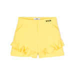 Msgm Kids Short Giallo con Ruches per Bambine