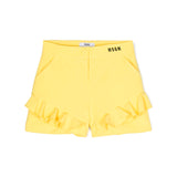 Msgm Kids Short Giallo con Ruches per Bambine