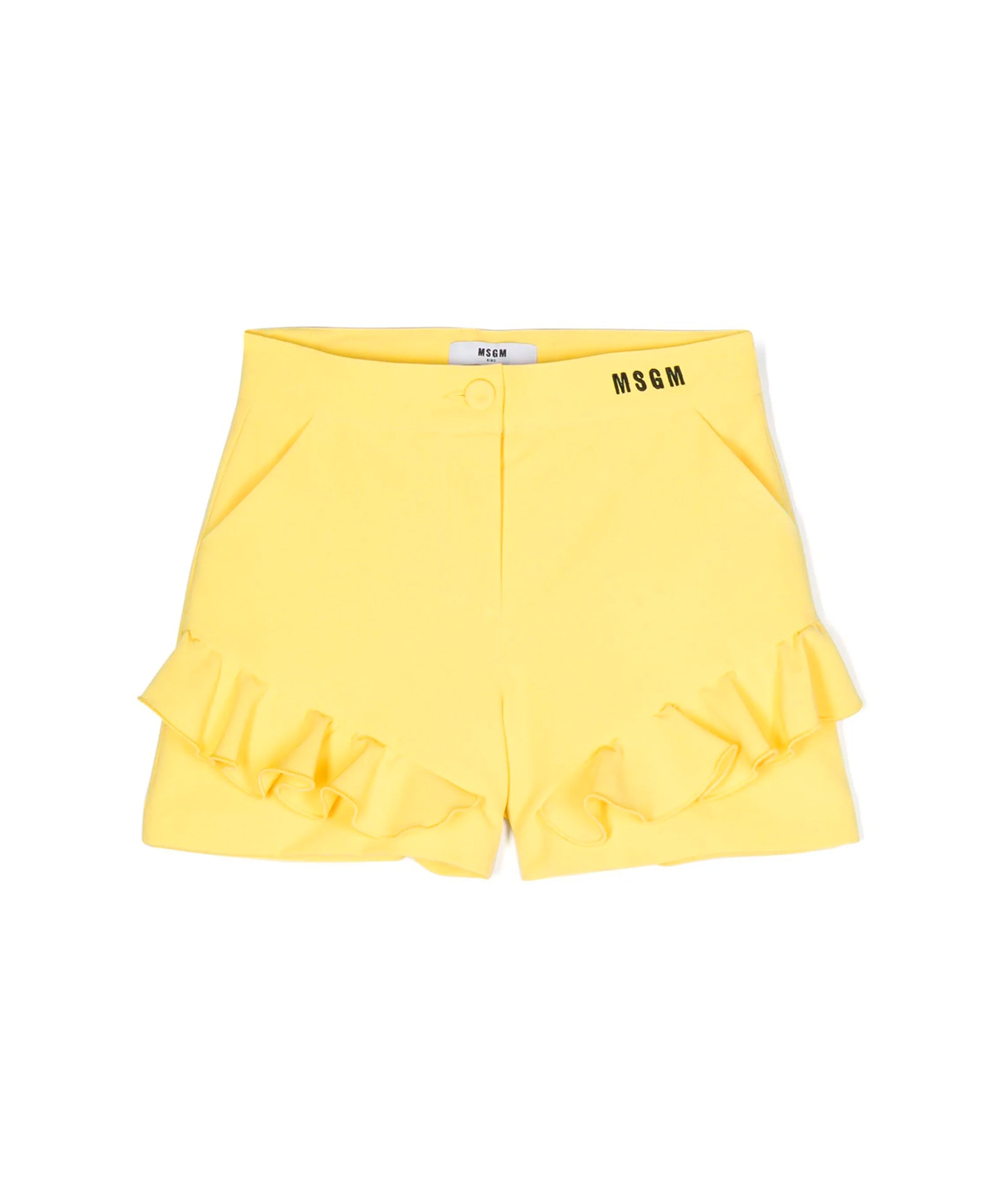 Msgm Kids Short Giallo con Ruches per Bambine