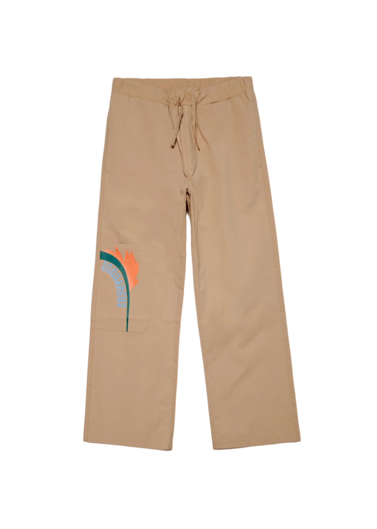 Dsquared2 Kids Pantalone Beige in Cotone Wide Fit