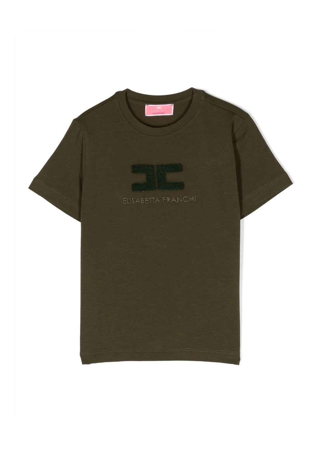 T-shirt con Ricamo Elisabetta Franchi La Mia Bambina in Verde Militare