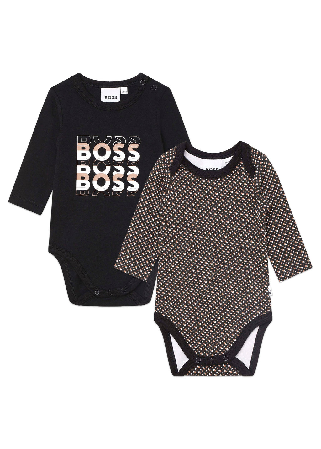 Set Body per Neonati BOSS - Stampa Monogramma e Logo Fantasia in Cotone Biologico