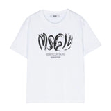 MSGM Kids T-Shirt Bianca con Stampa Logo (fronte)