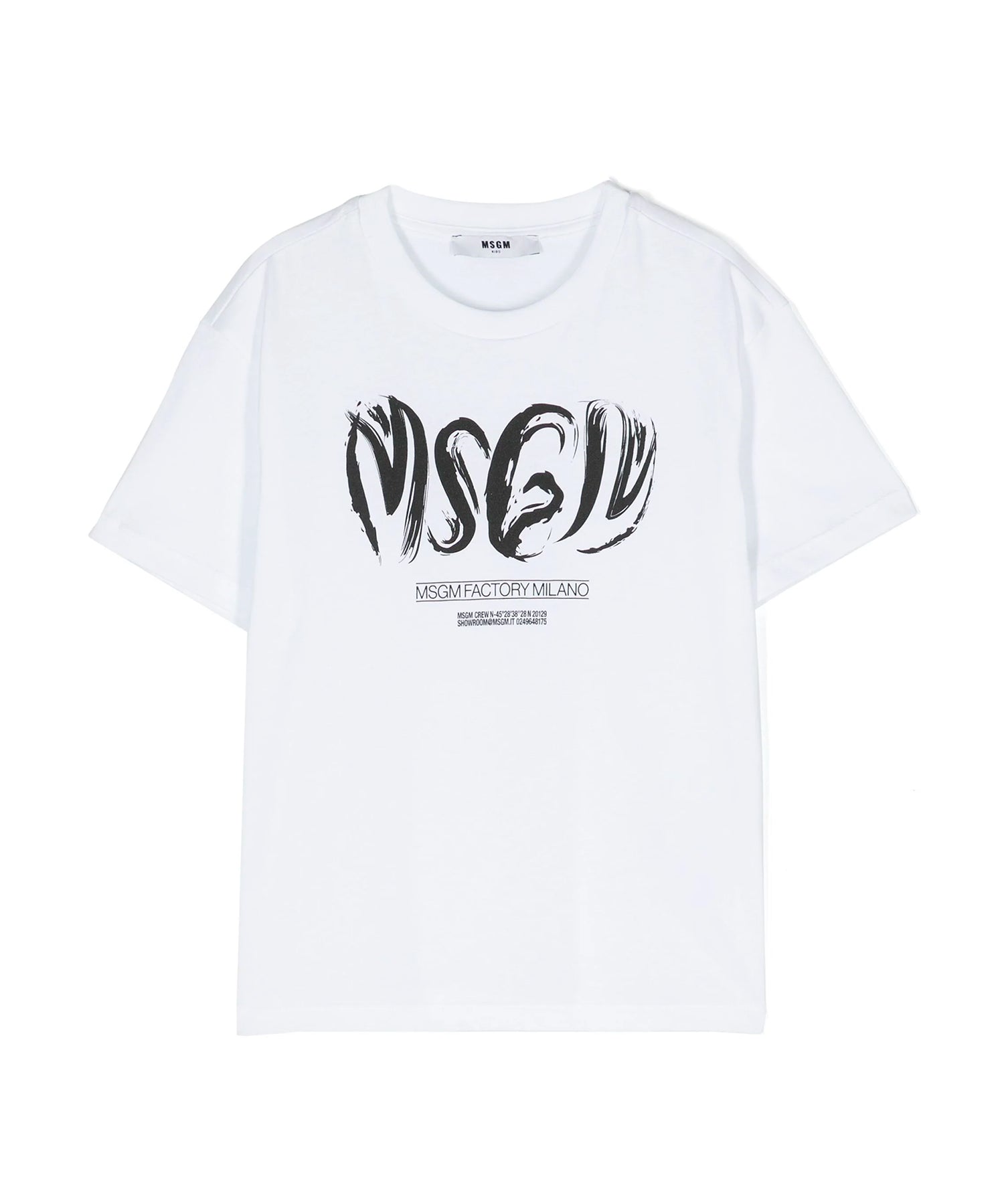 MSGM Kids T-Shirt Bianca con Stampa Logo (fronte)