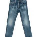 Jeans Skinny a Vita Media Blu-Grigio | Logo Posteriore | Design Classico a Cinque Tasche