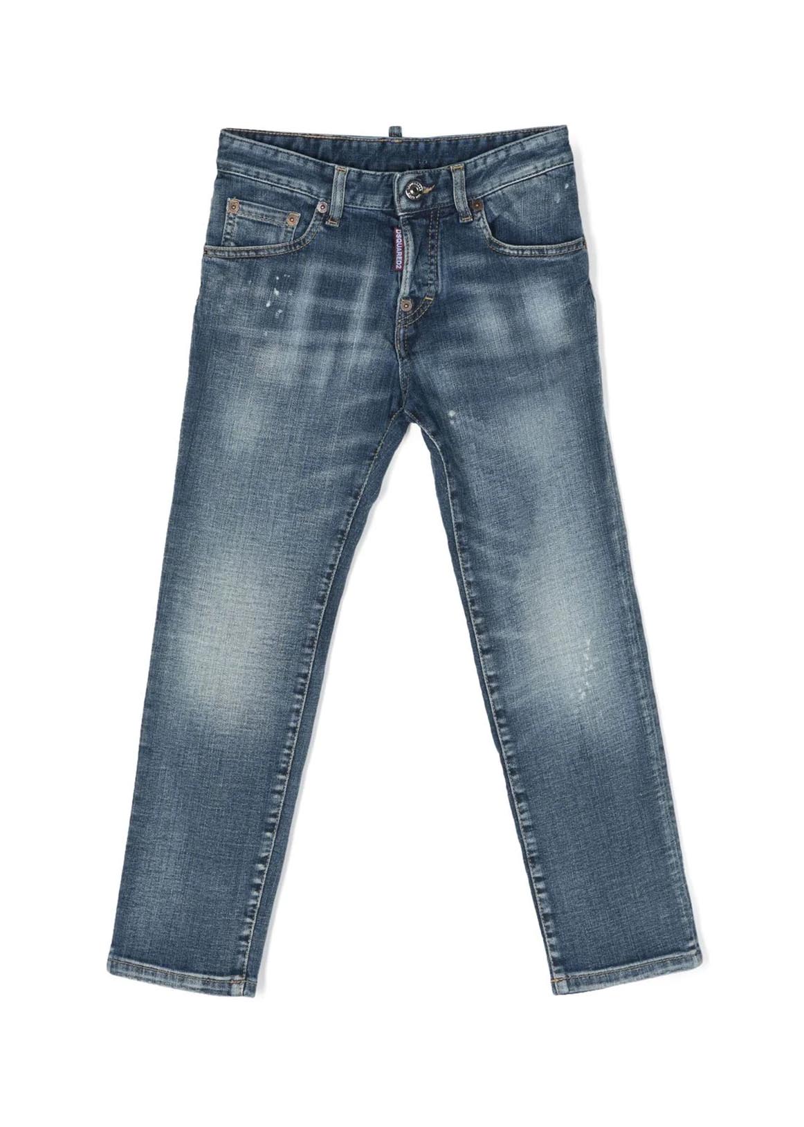 Jeans Skinny a Vita Media Blu-Grigio | Logo Posteriore | Design Classico a Cinque Tasche