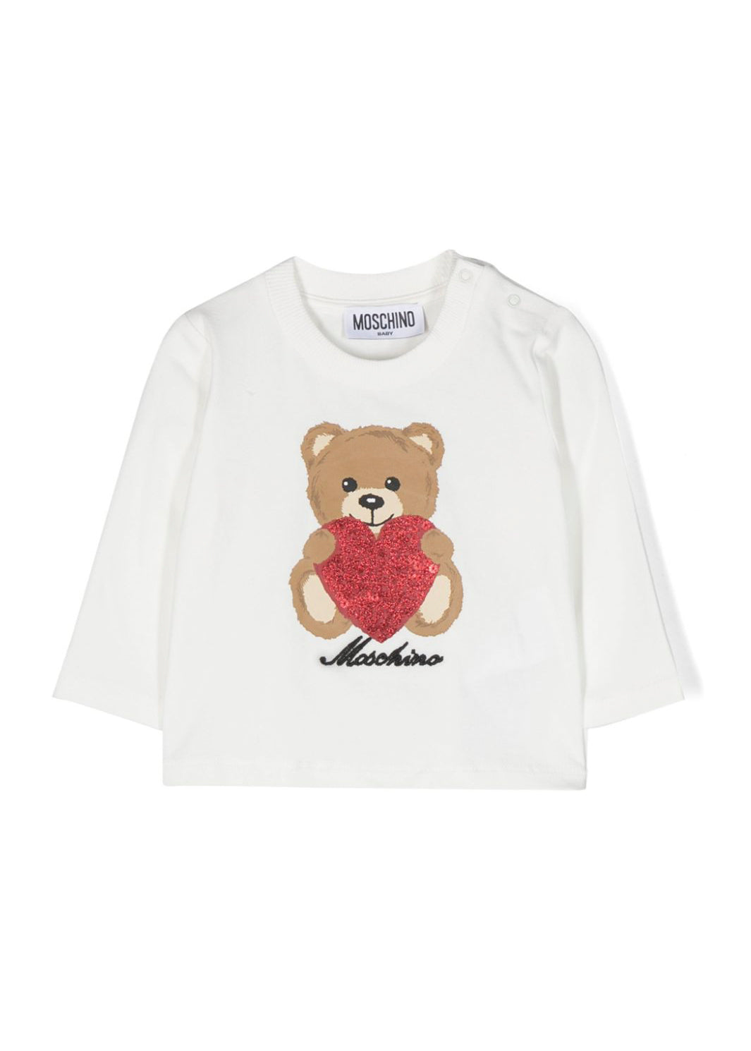 T-shirt Bianca Teddy Bear Cuore Moschino Kids: Dolcezza e Stile per le Piccole Fashion Icon