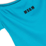 Msgm Kids Maglia Crop Turchese a Costine