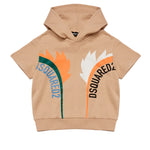 Dsquared2 Kids Felpa con Cappuccio Beige a Maniche Corte
