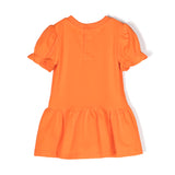 Moschino Kids Abito Arancione con Stampa Teddy Bear per Neonate