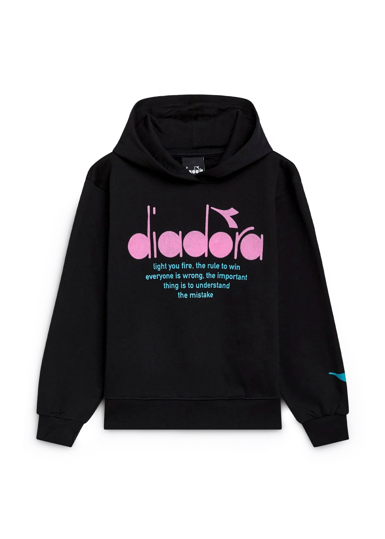 Diadora Kids Felpa con Cappuccio Nera: Design Sportivo e Logo a Contrasto per un Look Contemporaneo