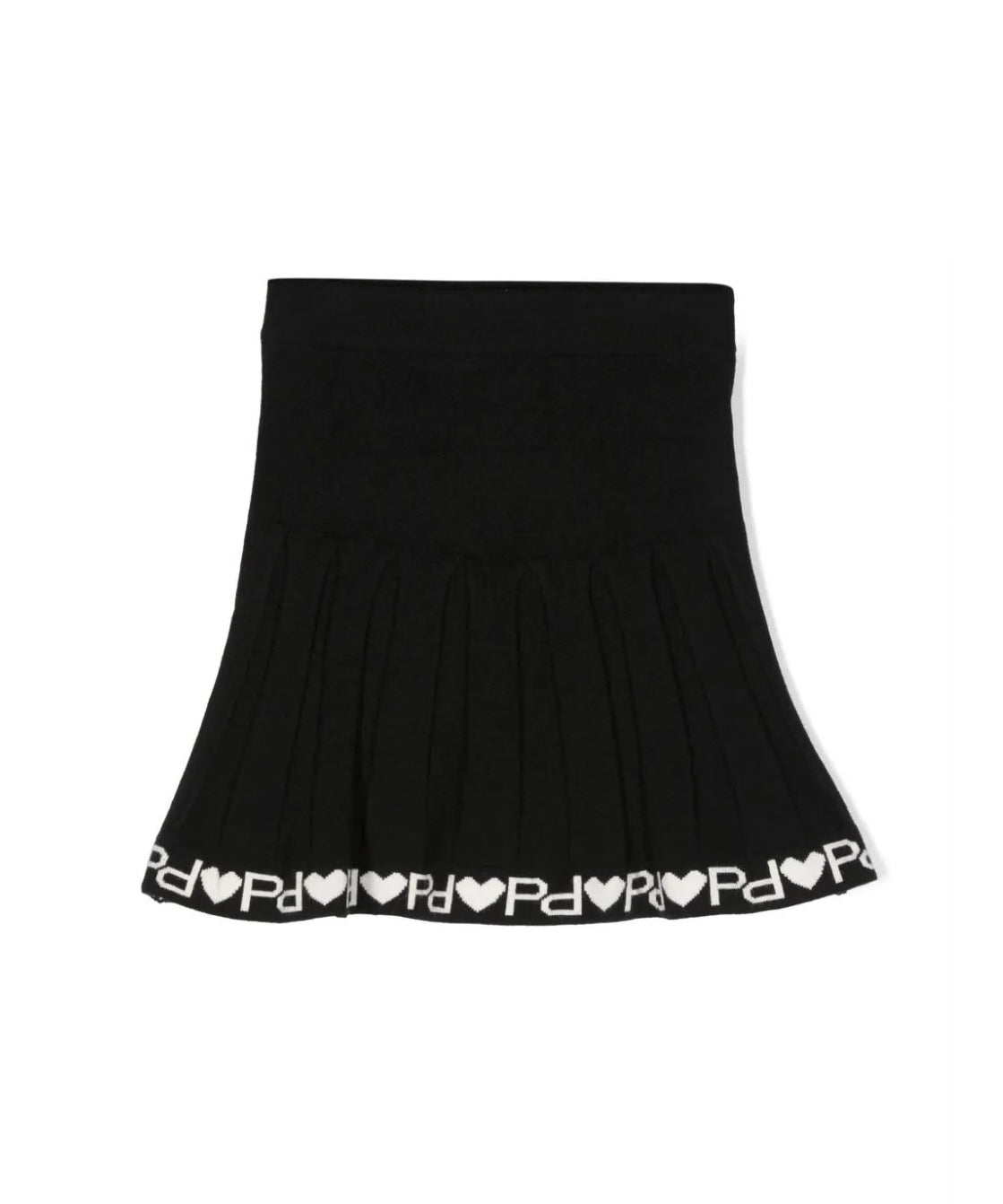 Gonna a Coste PINKO KIDS: Stile Nero/Bianco con Maglia a Intarsio, Dettagli a Coste e Cintura Elasticizzata