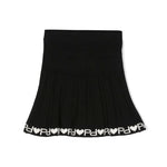 Gonna a Coste PINKO KIDS: Stile Nero/Bianco con Maglia a Intarsio, Dettagli a Coste e Cintura Elasticizzata
