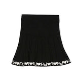 Gonna a Coste PINKO KIDS: Stile Nero/Bianco con Maglia a Intarsio, Dettagli a Coste e Cintura Elasticizzata