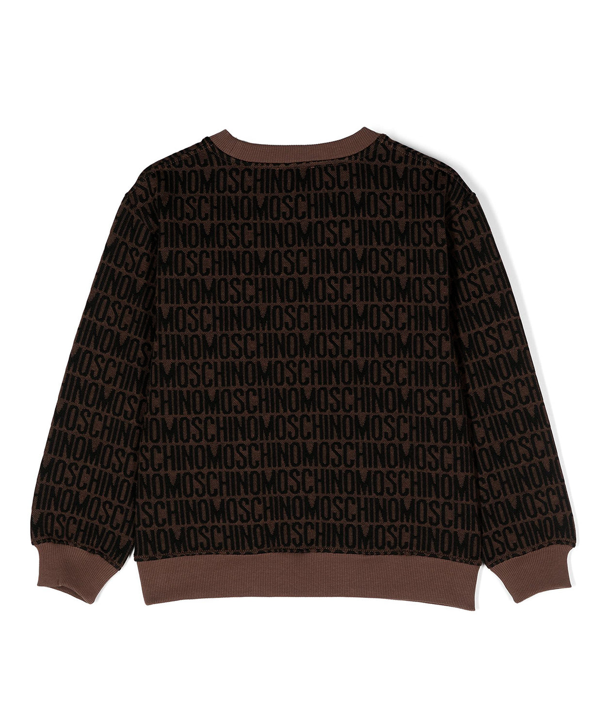 Moschino Kids Felpa Girocollo Marrone Monogram All-over