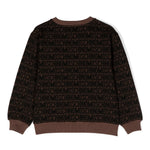 Moschino Kids Felpa Girocollo Marrone Monogram All-over