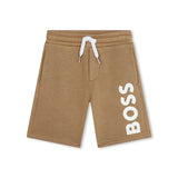 Boss Kids Short Beige con Stampa Logo per Neonati