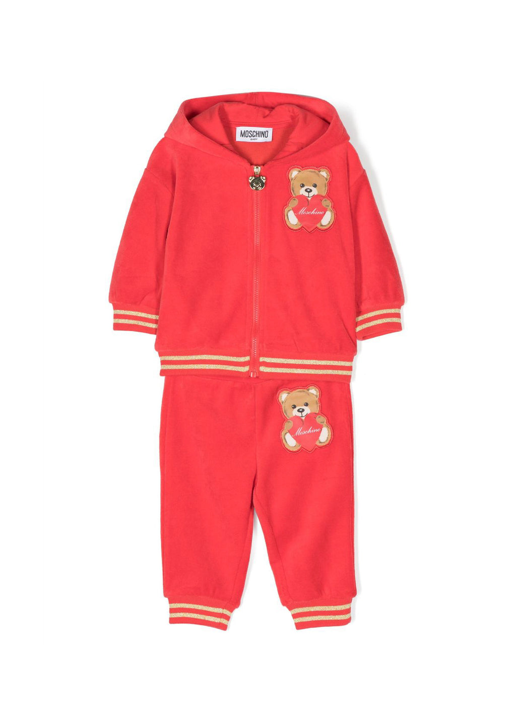 Tuta Sportiva Moschino Kids Rossa con Teddy Bear Cuore: Stile Sportivo con un Tocco di Glamour