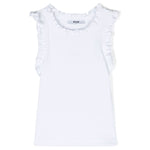 Msgm Kids Canotta a Costine Bianca con Ruches