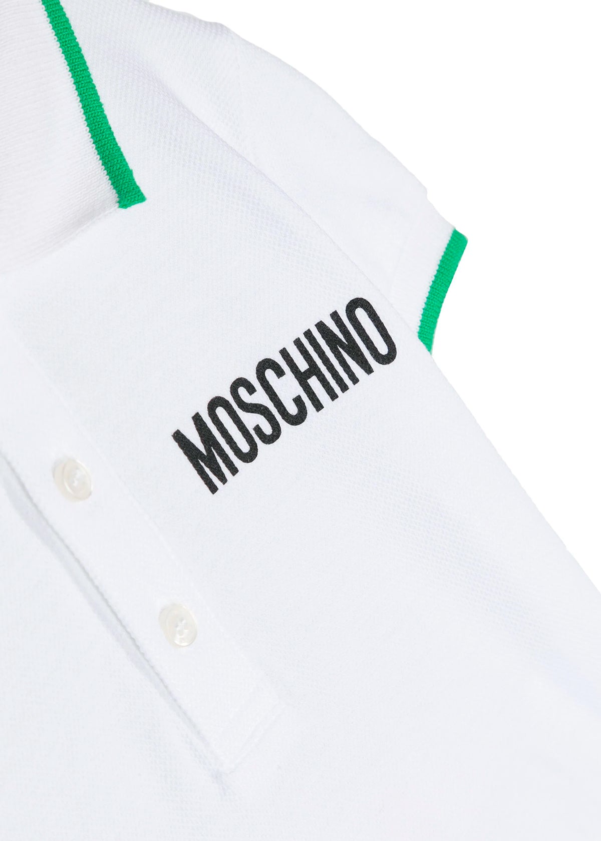 Moschino Kids Polo Bianca con Stampa per Neonati