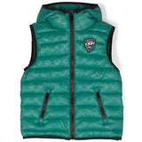 Diesel Kids Jkop Quilted Hooded Vest With All-Over Monogram Print Green