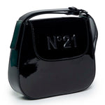 N°21 Kids Borsa a Spalla Nera con Placca Logo per Bambine