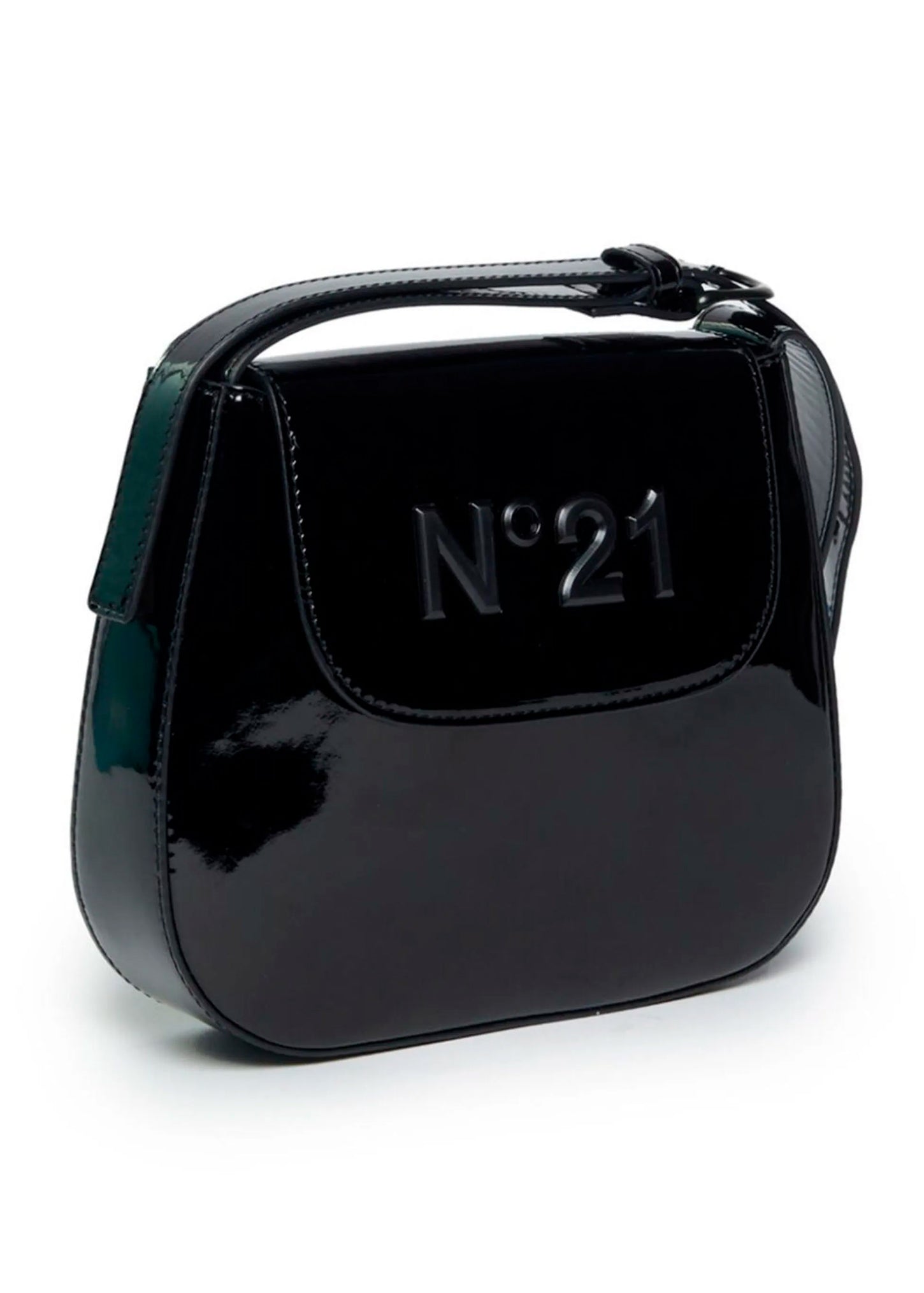 N°21 Kids Borsa a Spalla Nera con Placca Logo per Bambine