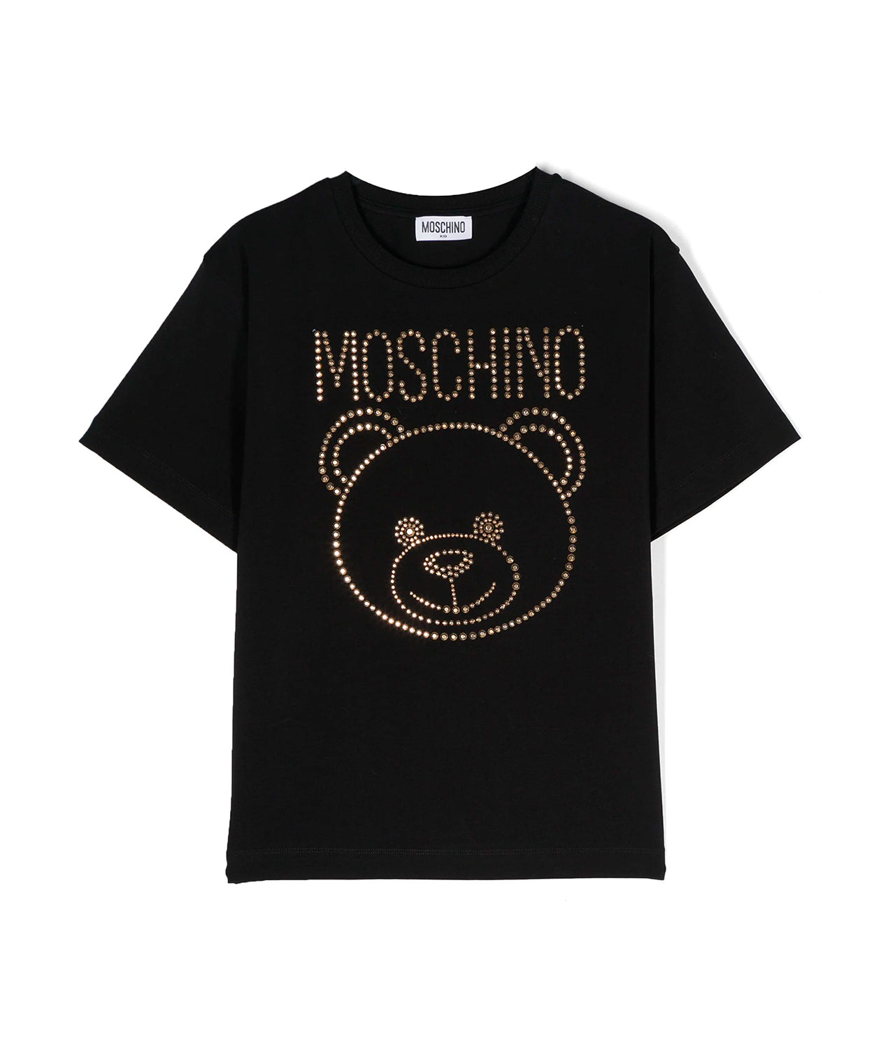 Moschino Kids T-Shirt Nera con Decorazione Teddy Bear per Bambine