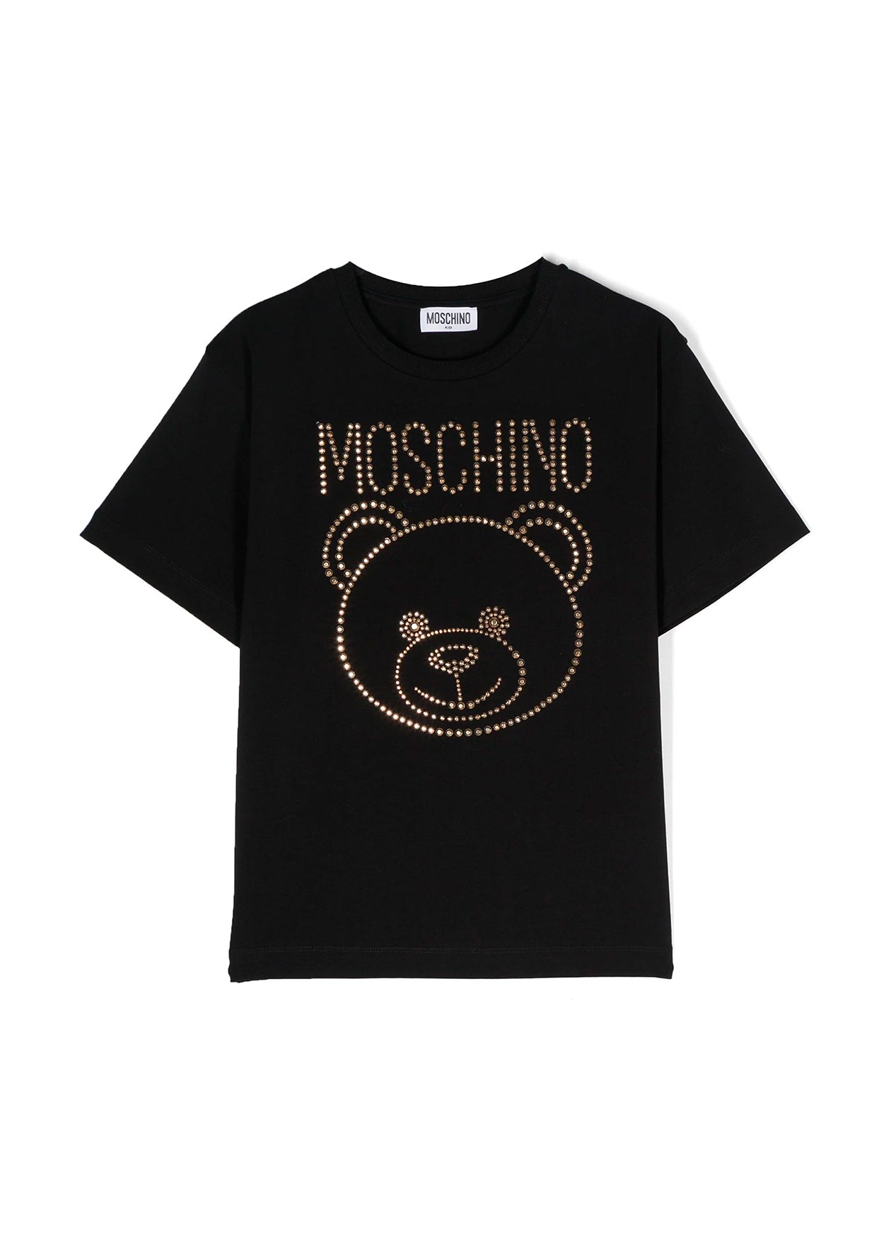 Moschino Kids T-Shirt Nera con Decorazione Teddy Bear per Bambine