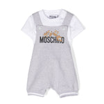 Moschino Kids Salopette Grigia Teddy Bear con T-shirt