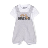 Moschino Kids Salopette Grigia Teddy Bear con T-shirt