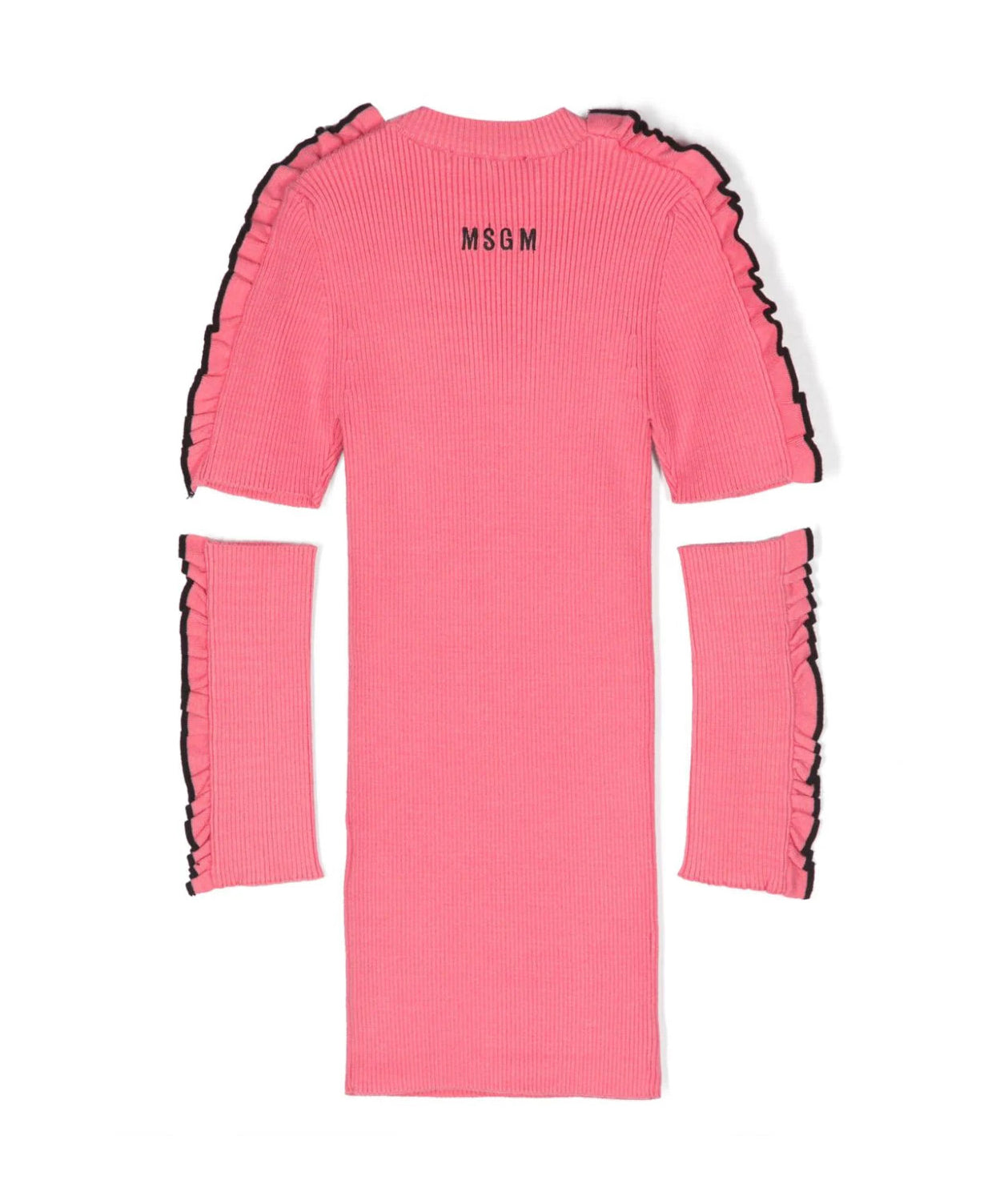 Abito MSGM Kids con Ruches Rosa Bubblegum e Nero: Design Elegante e Dettagli Unici